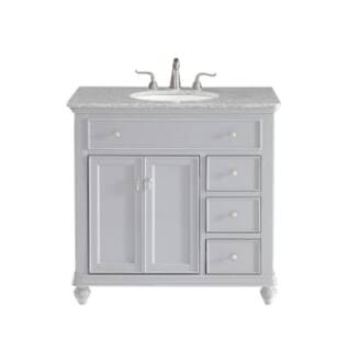 ARKA-E VF12336GR Bathroom Vanity in Light Grey/Brushed Steel