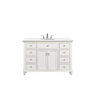 ARKA-E VF12348AW-VW Bathroom Vanity in Antique White/Brushed Nickel