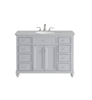 ARKA-E VF12348GR Bathroom Vanity in Light Grey/Brushed Steel