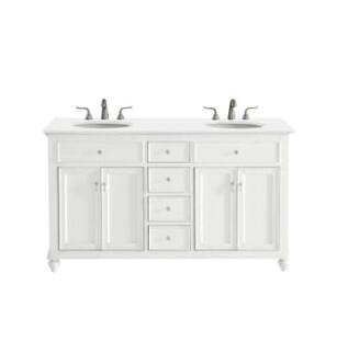 ARKA-E VF12360DAW-VW Bathroom Vanity in Antique White/Brushed Nickel