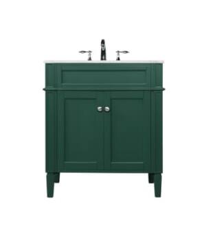 ARKA-E VF12530GN Bathroom Vanity in Green/Brushed Steel