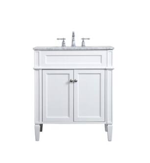 ARKA-E VF12530WH Bathroom Vanity in White/Brushed Steel