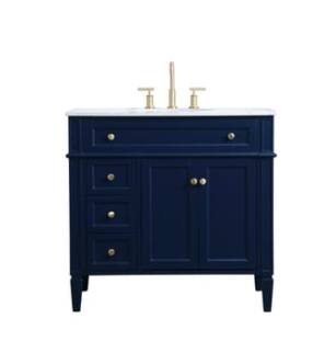 ARKA-E VF12536BL Bathroom Vanity in Blue/Brushed Gold