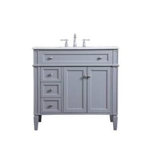ARKA-E VF12536GR Bathroom Vanity in Grey/Brushed Steel