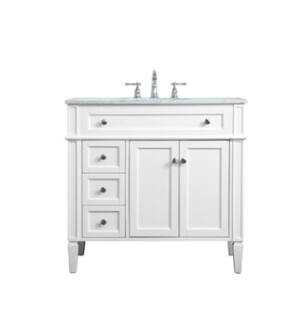 ARKA-E VF12536WH Bathroom Vanity in White/Brushed Steel