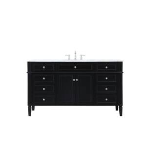 ARKA-E VF12560BK Bathroom Vanity in Black/Brushed Steel