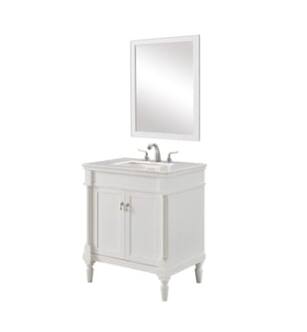 ARKA-E VF13030AW Bathroom Vanity in Antique White/Brushed Steel