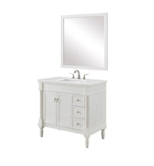 ARKA-E VF13036AW-VW Bathroom Vanity in Antique White/Brushed Nickel