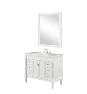 ARKA-E VF13042AW Bathroom Vanity in Antique White/Brushed Steel