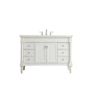 ARKA-E VF13048AW-VW Bathroom Vanity in Antique White/Brushed Nickel