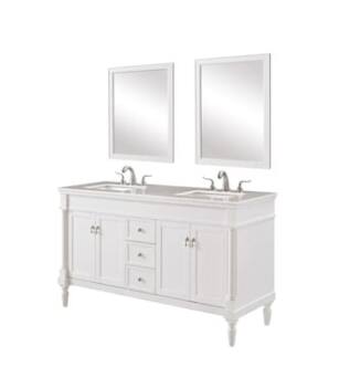 ARKA-E VF13060DAW Bathroom Vanity in Antique White/Brushed Steel