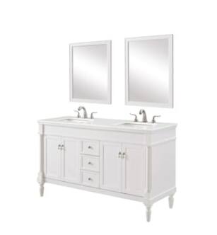ARKA-E VF13060DAW-VW Bathroom Vanity in Antique White/Brushed Nickel