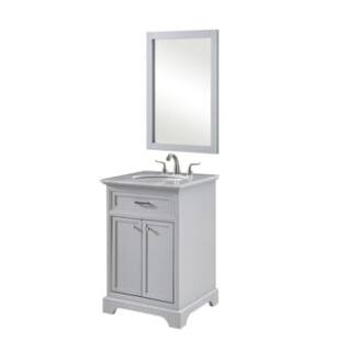 ARKA-E VF15024GR Bathroom Vanity in Light Grey/Brushed Steel