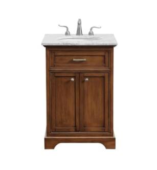 ARKA-E VF15024TK Bathroom Vanity in Teak/Brushed Steel