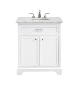ARKA-E VF15030WH Bathroom Vanity in White/Brushed Steel