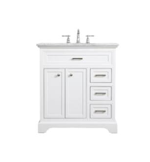 ARKA-E VF15032WH Bathroom Vanity in White/Brushed Steel