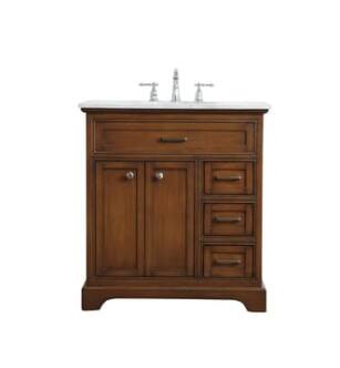 ARKA-E VF15032TK Bathroom Vanity in Teak/Brushed Steel