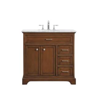 ARKA-E VF15036TK Bathroom Vanity in Teak/Brushed Steel