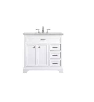 ARKA-E VF15036WH Bathroom Vanity in White/Brushed Steel
