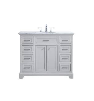 ARKA-E VF15042GR Bathroom Vanity in Light Grey/Brushed Steel