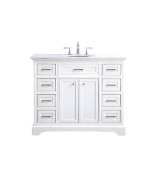 ARKA-E VF15042WH Bathroom Vanity in White/Brushed Steel