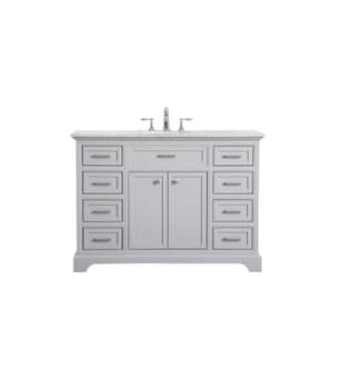 ARKA-E VF15048GR Bathroom Vanity in Light Grey/Brushed Steel