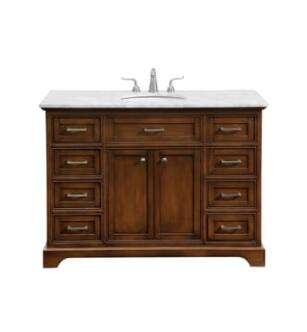 ARKA-E VF15048TK Bathroom Vanity in Teak/Brushed Steel