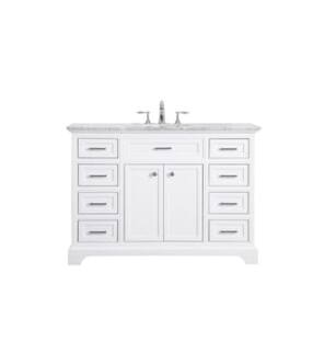 ARKA-E VF15048WH Bathroom Vanity in White/Brushed Steel