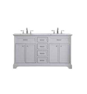 ARKA-E VF15060DGR Bathroom Vanity in Light Grey/Brushed Steel