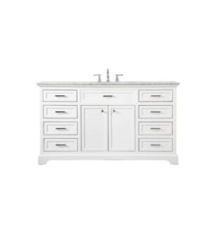 ARKA-E VF15060WH Bathroom Vanity in White/Brushed Steel