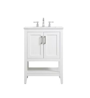 ARKA-E VF16024WH Bathroom Vanity in White/Brushed Nickel