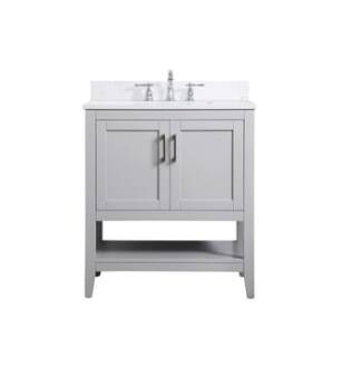ARKA-E VF16030GR-BS Bathroom Vanity in Grey/Brushed Nickel