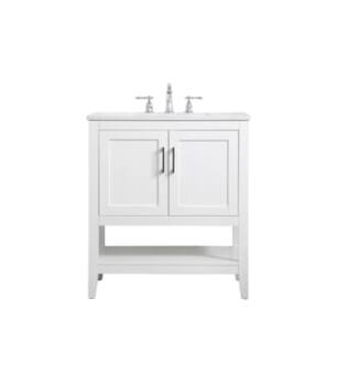 ARKA-E VF16030WH Bathroom Vanity in White/Brushed Nickel