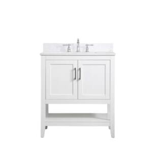 ARKA-E VF16030WH-BS Bathroom Vanity in White/Brushed Nickel