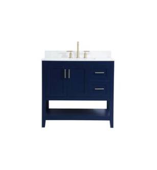 ARKA-E VF16036BL-BS Bathroom Vanity in Blue/Gold