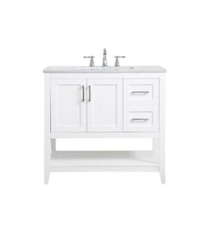 ARKA-E VF16036WH Bathroom Vanity in White/Brushed Nickel