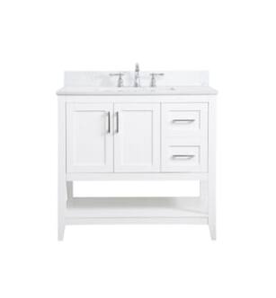 ARKA-E VF16036WH-BS Bathroom Vanity in White/Brushed Nickel