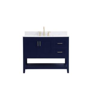 ARKA-E VF16042BL-BS Bathroom Vanity in Blue/Gold