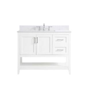 ARKA-E VF16042WH-BS Bathroom Vanity in White/Brushed Nickel