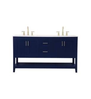 ARKA-E VF16060DBL Bathroom Vanity in Blue/Gold