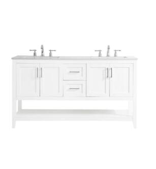 ARKA-E VF16060DWH Bathroom Vanity in White/Brushed Nickel