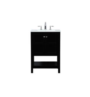 ARKA-E VF16424BK Bathroom Vanity in Black/Brushed Nickel
