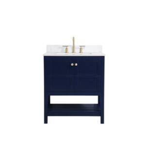 ARKA-E VF16430BL-BS Bathroom Vanity in Blue/Gold