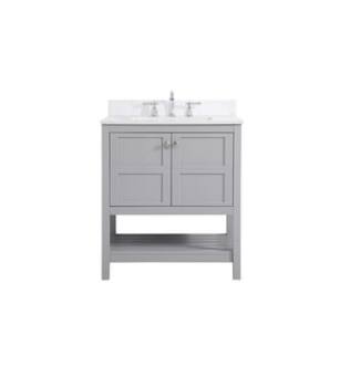 ARKA-E VF16430GR-BS Bathroom Vanity in Gray/Brushed Nickel