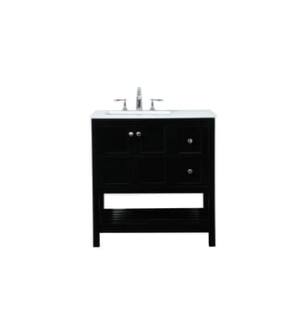 ARKA-E VF16432BK Bathroom Vanity in Black/Brushed Nickel