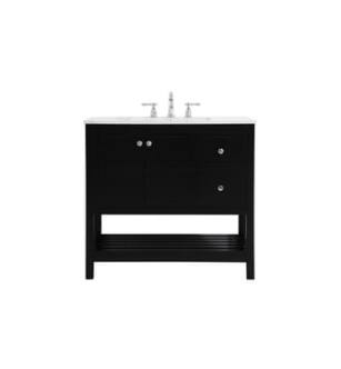 ARKA-E VF16436BK Bathroom Vanity in Black/Brushed Nickel