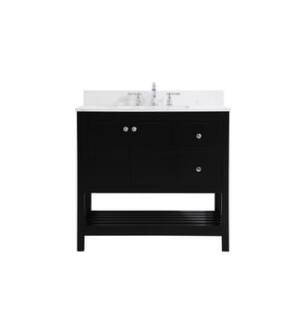 ARKA-E VF16436BK-BS Bathroom Vanity in Black/Brushed Nickel