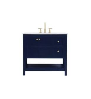 ARKA-E VF16436BL Bathroom Vanity in Blue/Gold