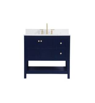 ARKA-E VF16436BL-BS Bathroom Vanity in Blue/Gold