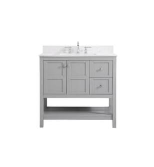 ARKA-E VF16436GR-BS Bathroom Vanity in Gray/Brushed Nickel